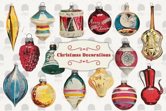 15 Vintage Christmas Tree Decorations Illustrations Review