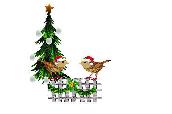 2 Christmas Birds Illustration for Local Business Branding
