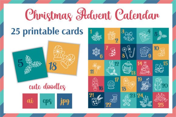Advent Calendar JPG Christmas Cards for Branding and Packaging