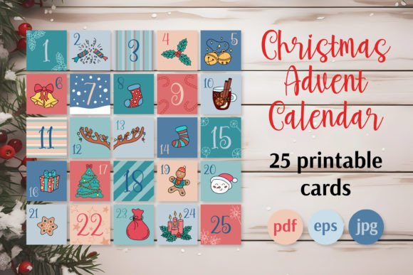 Christmas Advent Calendar Xmas Cards Illustrations