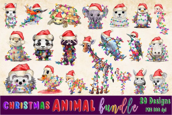 Christmas Animals Clipart Bundle for Festive Illustrations