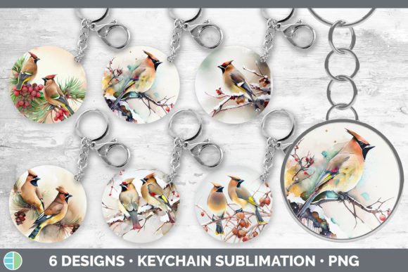 Christmas Cedar Waxwing Keychain Bundle: Illustrations for Modern Publishing