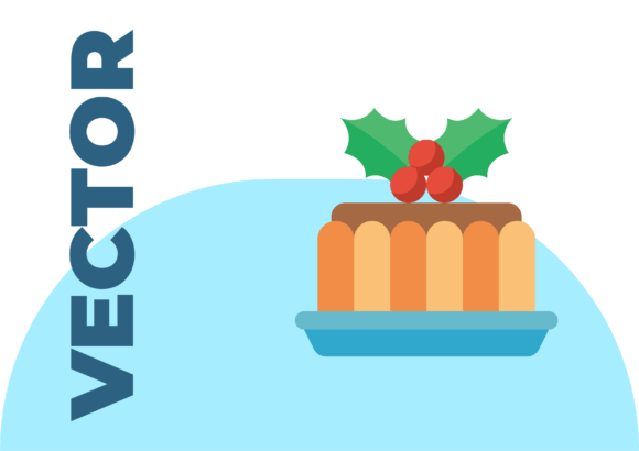 Christmas Food Cake Illustration for Crafting