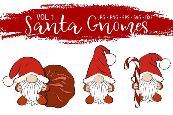 Christmas Gnomes with Santa Hats Bundle Vol.1 Illustrations