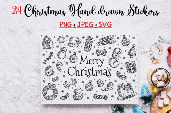 Christmas Hand Drawn Doodle Stickers for Branding and Marketing