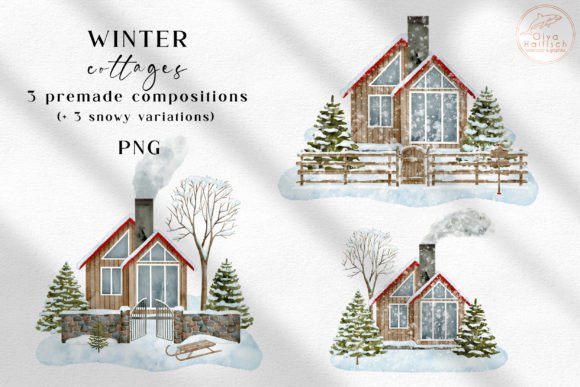 Christmas House Watercolor Clipart PNG for Blog & Web Design