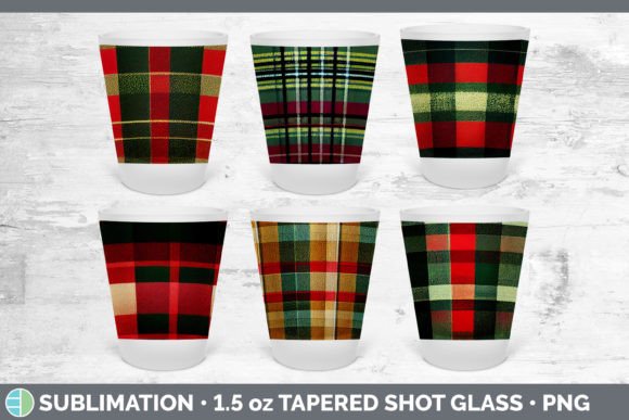 Christmas Plaid Shot Glass Sublimation: Festive Illustrations for Local Brands