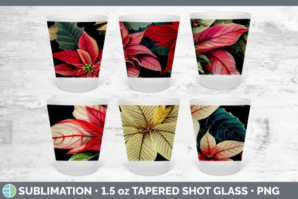 Christmas Poinsettia Shot Glass Sublimat in Illustrations