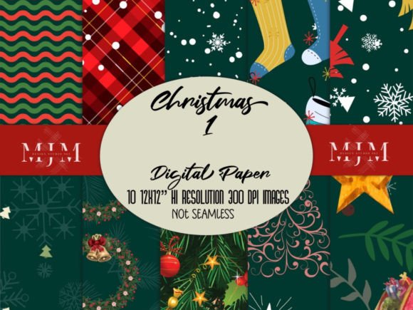 Christmas Set 1 Digital Paper for Illustrations