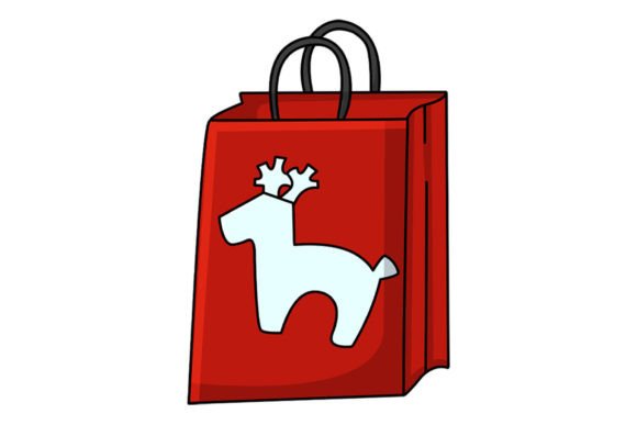 Christmas Shopping Bag Icon Illustration for Handmade Creations