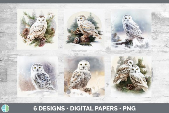Christmas Snowy Owl Backgrounds Digita: Premium Illustrations for Holiday Branding
