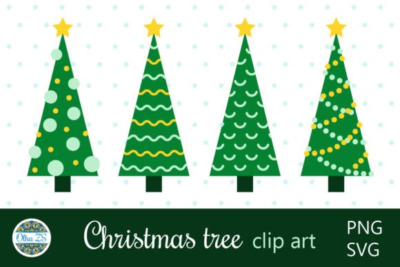 Geometric Christmas Trees SVG PNG Set for Modern Illustrations