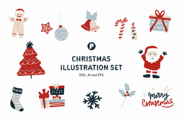 Joyful Christmas Illustration Set for Festive Web Design