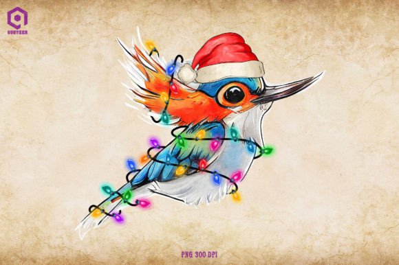 Kingfisher Christmas Tree Lights Illustrations