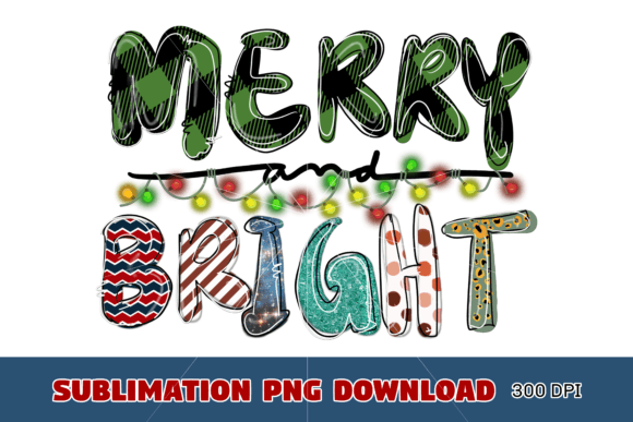 Merry and Bright Christmas Lights Illustrations