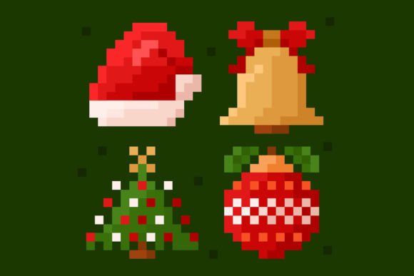 Pixel Art Christmas Illustrations for Festive Design Projects