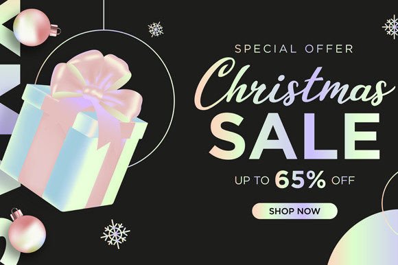 Realistic Christmas Sale Banner: A Designer's Review of Illustrations