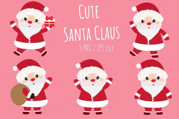 Santa Christmas Set Clipart for Festive Crafting