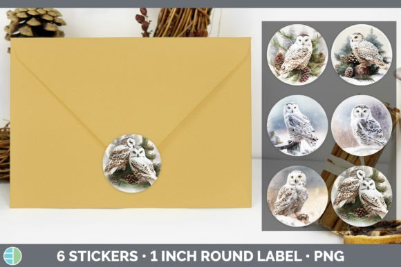 Snowy Owl Christmas Stickers Sticker 1 for Brand Identity and Illustrations