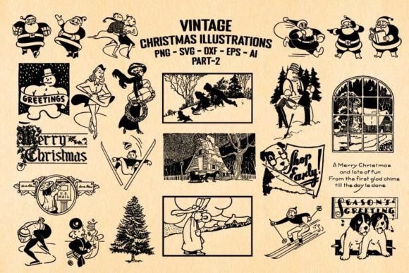 Vintage Christmas Illustrations Vector Review