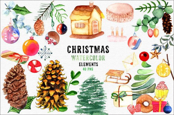 Watercolor Christmas Clipart 700.2 for Illustrations