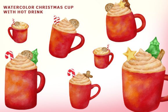 Watercolor Christmas Cup Illustration for Branding